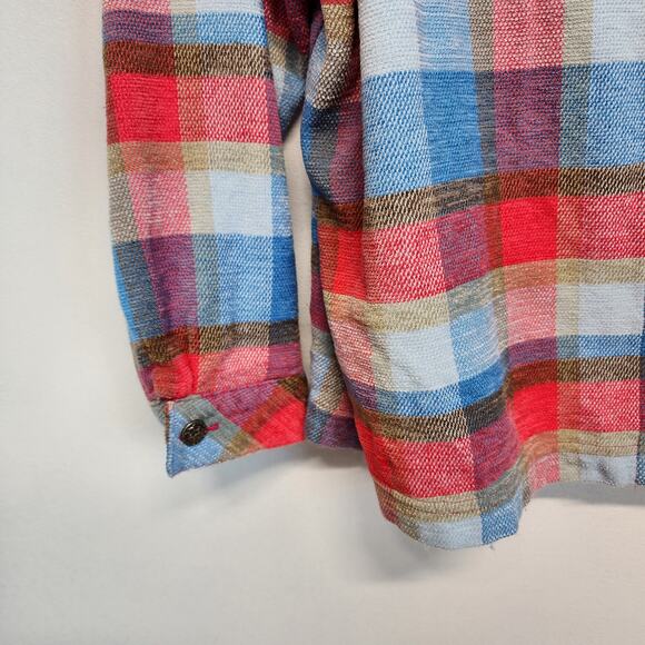 Allison Daley Plaid Shacket Size 20W Red Blue Button Up Western Vintage 90s - Picture 4 of 11